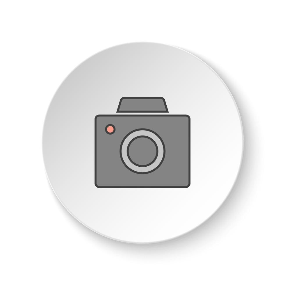 Round button for web icon, Old digital camera. Button banner round, badge interface for application illustration on white background vector