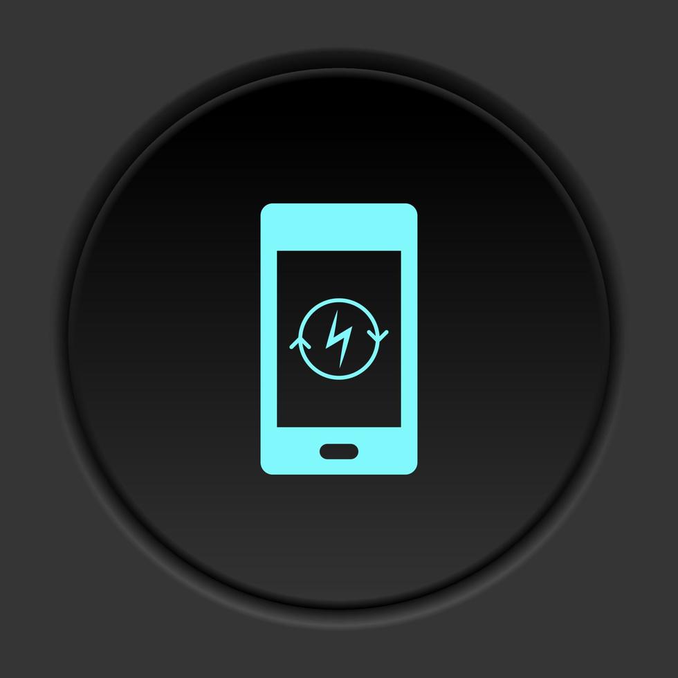 Dark button icon flash charging refresh. Button banner round badge interface for application illustration on darken background vector