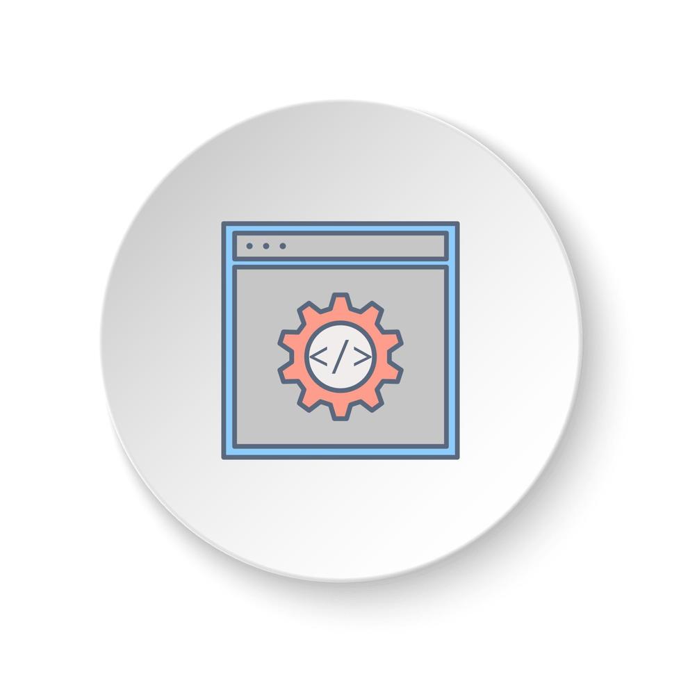 Round button for web icon, site, setting. Button banner round, badge interface for application illustration on white background vector