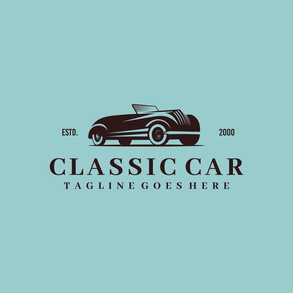 Classic vintage car vector design inspiration. Auto car logo design template. Classic vehicle symbol logotype. A classic car symbol silhouette. Car simple line art logo.
