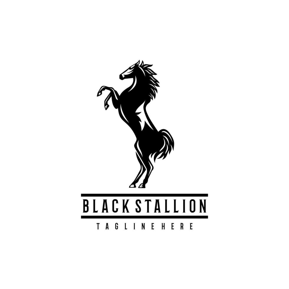 Black Stallion logo design. Awesome a black stallion silhoutte. A black stallion logotype. vector