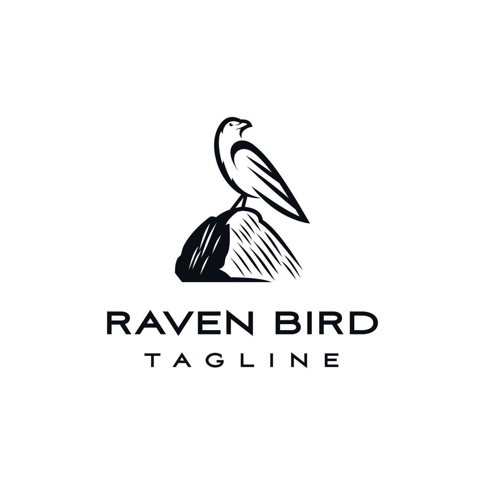 Raven bird logo lineart design inspiration vector