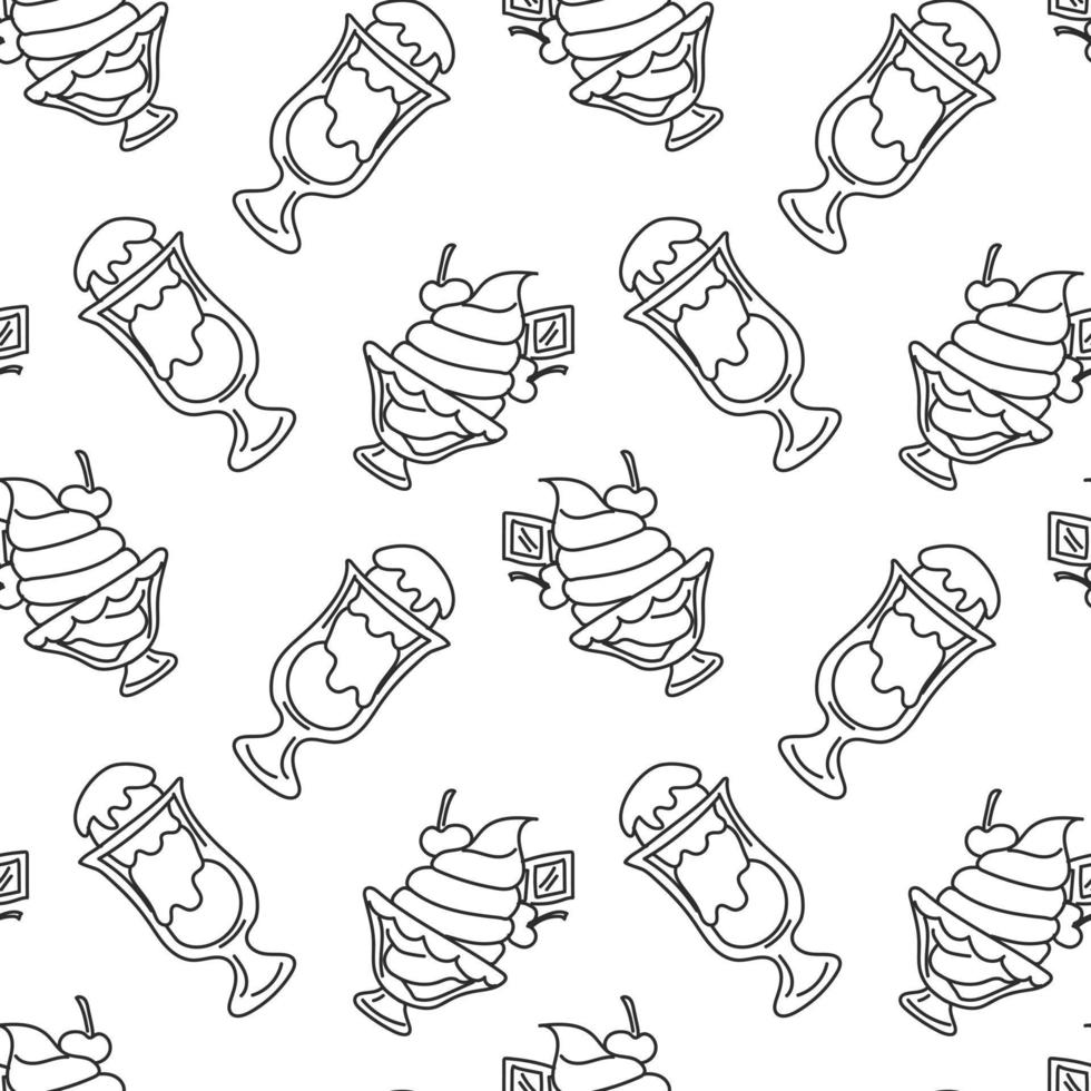 Perfect funny vector background. Seamless ice cream pattern on a white background. Background illustration with ice cream doodles. Assorted ice cream for printing, adding, greeting cards and textiles