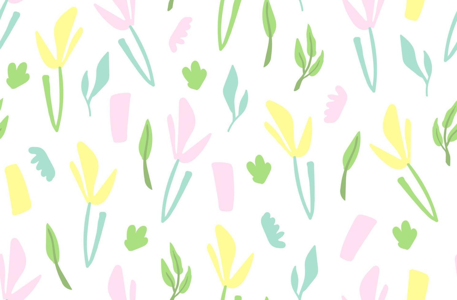 Doodle spring seamless pattern with green flowers, great design for any purposes. vector