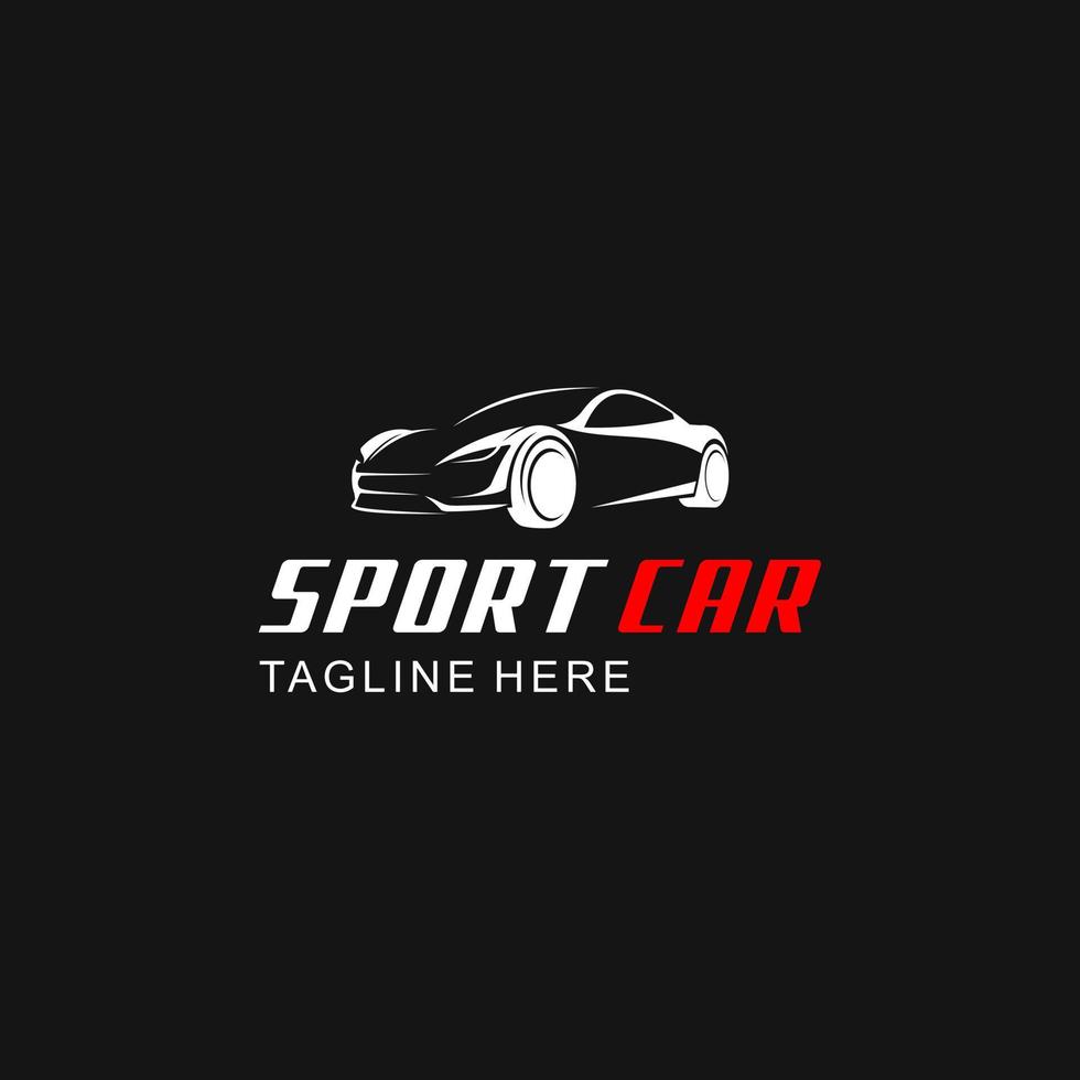 Sport car logo template vector design element vintage style for label or badge retro illustration. Sport car silhouette.