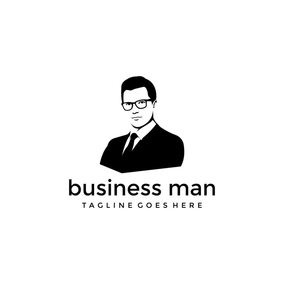 Business man logo design. Awesome business man logo. A man with suit logotype. vector