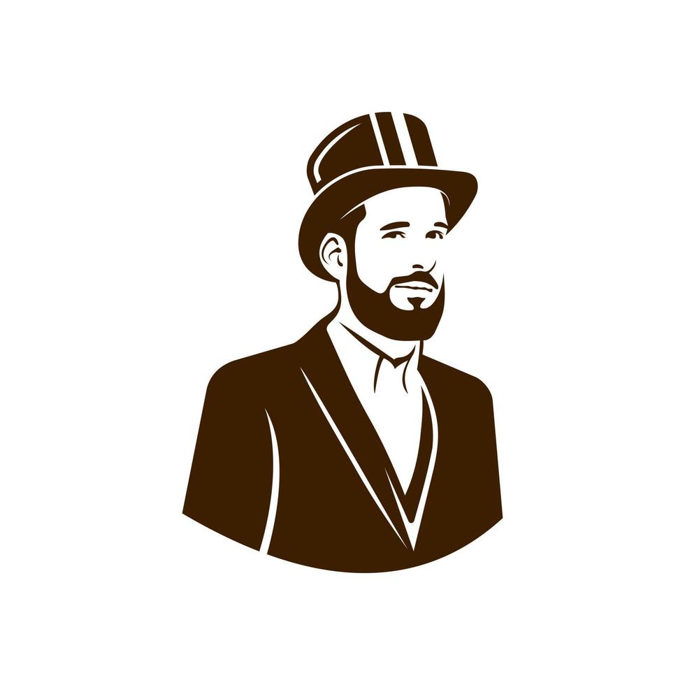 barba hombre vector diseño inspiración. barbado logo diseño modelo. hombre con sombrero y traje símbolo logotipo un barba hombre símbolo silueta. barbado hombre línea Arte logo.