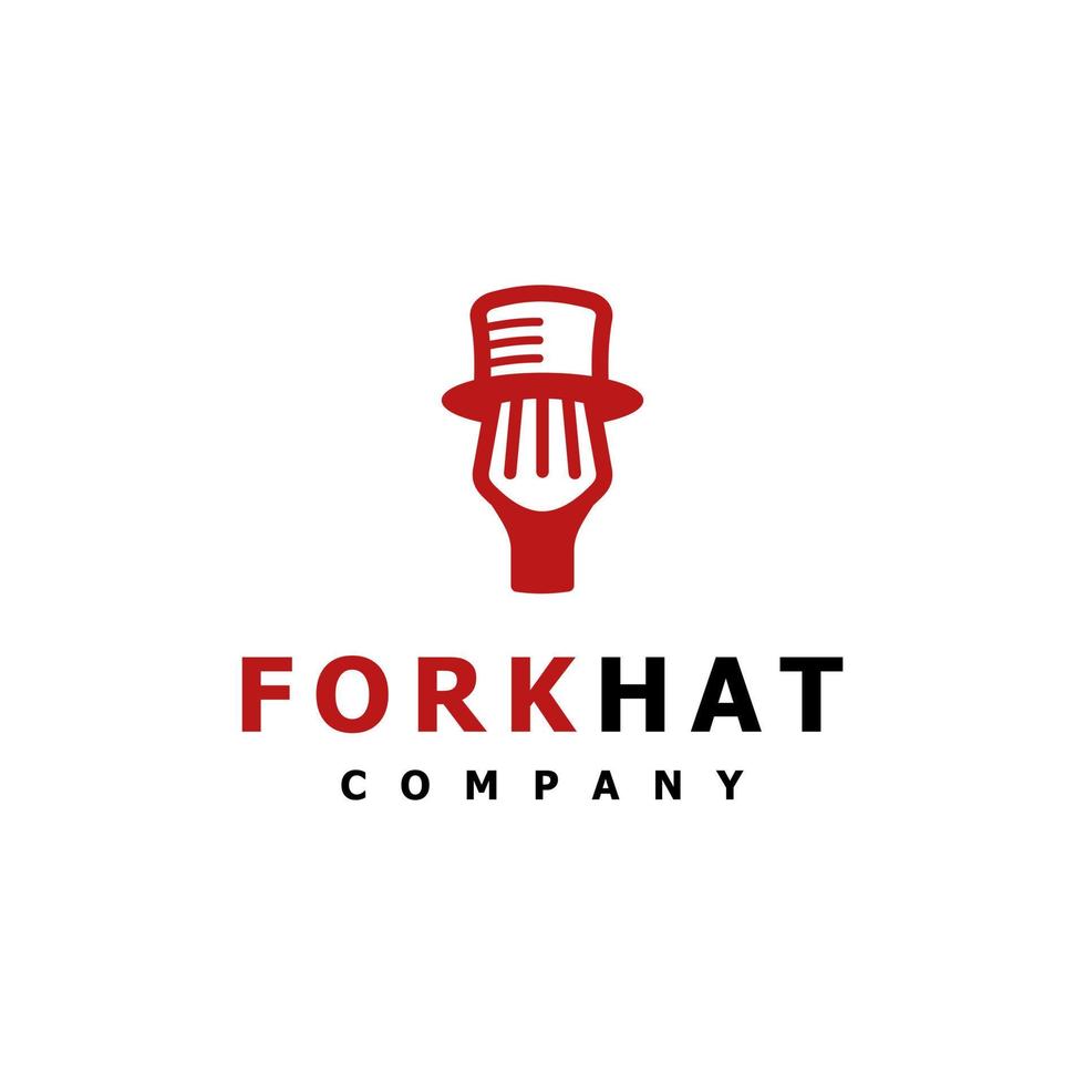 Fork logo design. Awesome our combination fork and hat logo. A fork hat logotype. vector