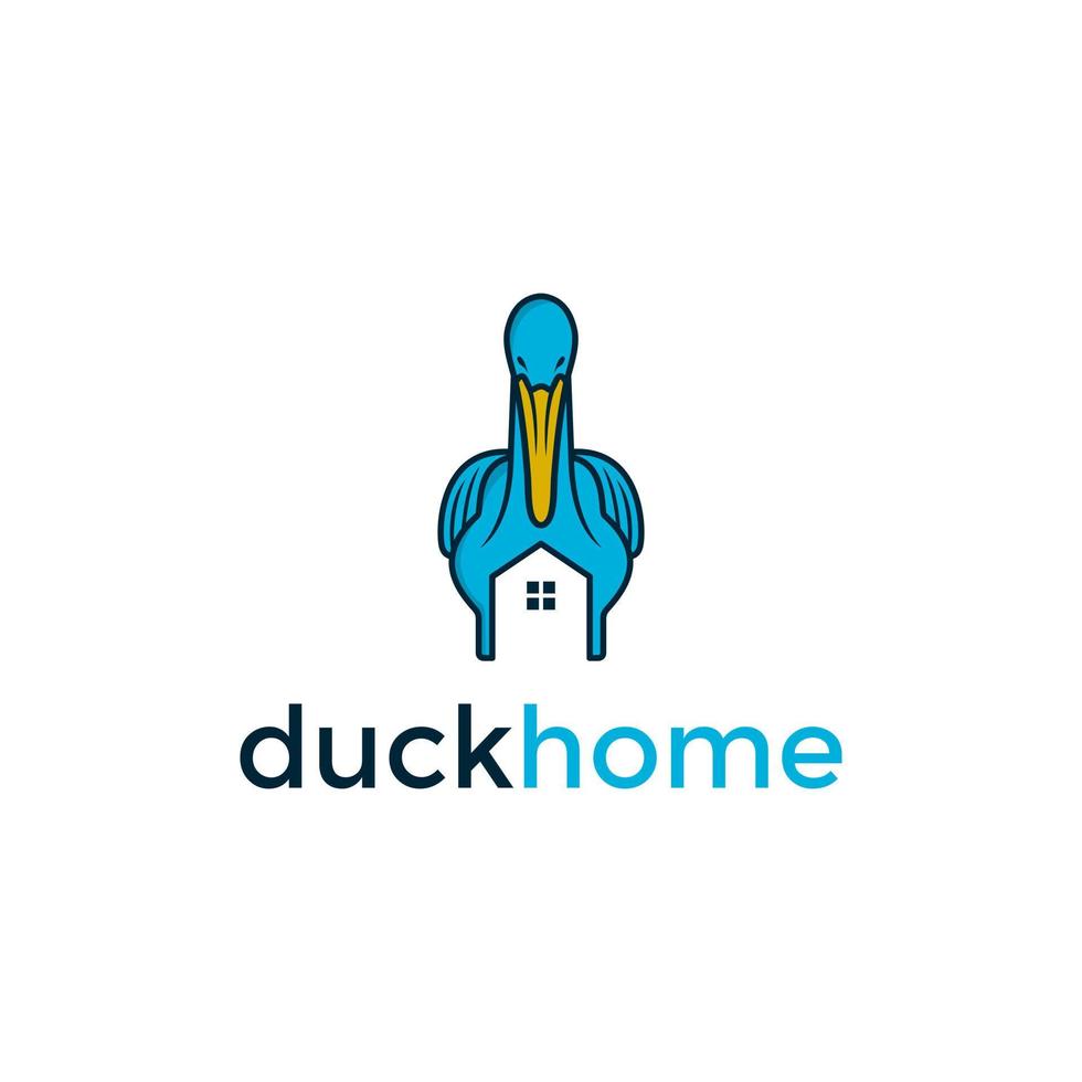 Duck logo design. Awesome our combination duck and house logo. A duck home logotype. vector