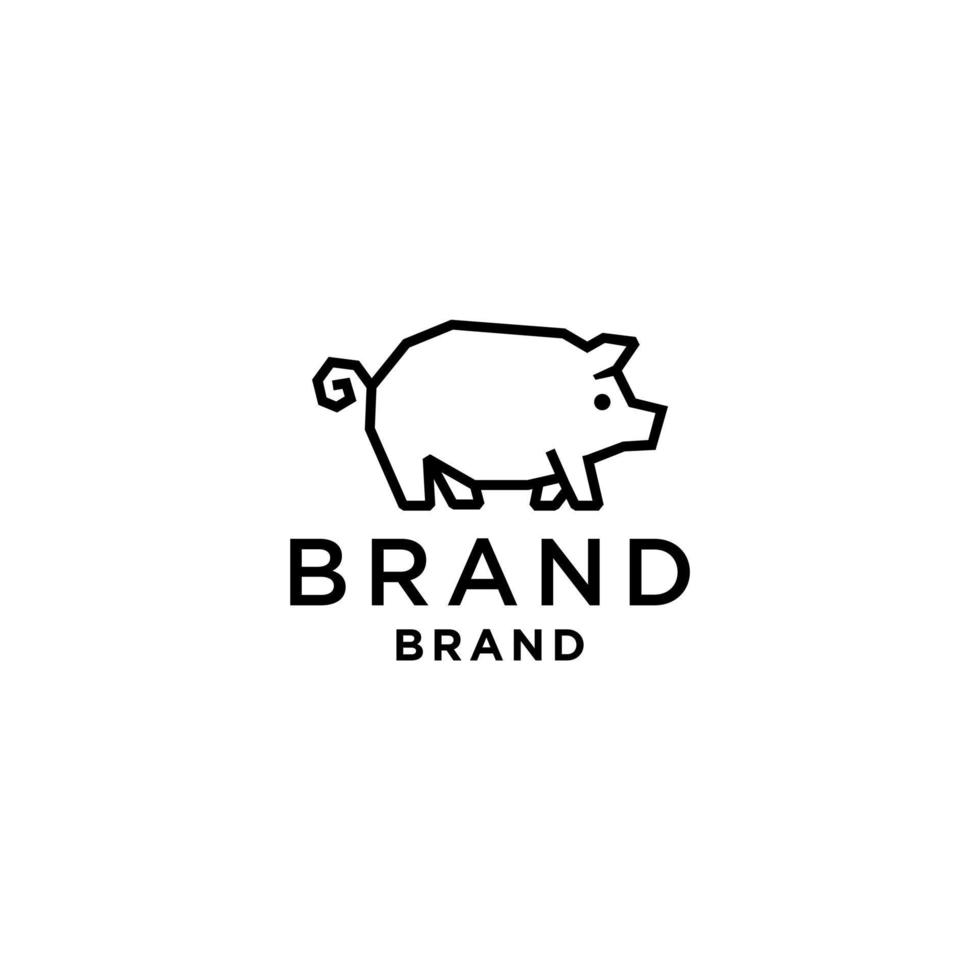cute little pig line outline icon Logo mascot playful cartoon drawing vector stock illustration