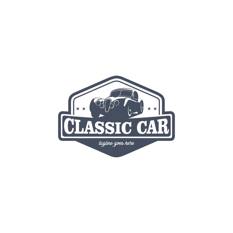 Classic or vintage car vector design inspiration. Auto car logo design template. Classic vehicle symbol logotype. A classic car symbol silhouette. Vintage car simple line art logo.