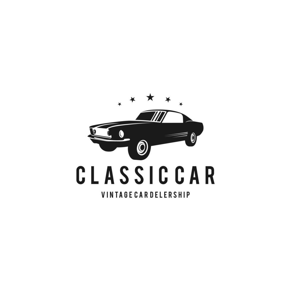 Classic or vintage car vector design inspiration. Auto car logo design template. Classic vehicle symbol logotype. A classic car symbol silhouette. Vintage car simple line art logo.