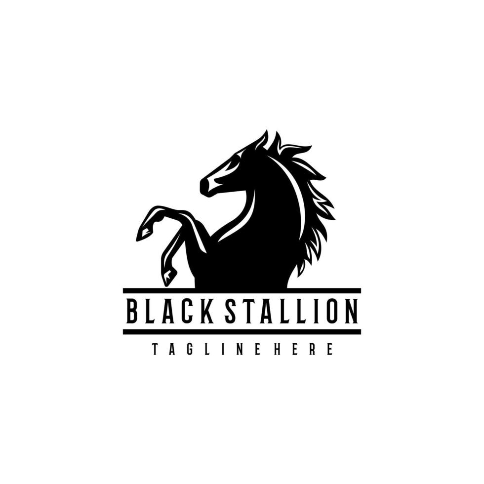 Black Stallion logo design. Awesome a black stallion silhoutte. A black stallion logotype. vector