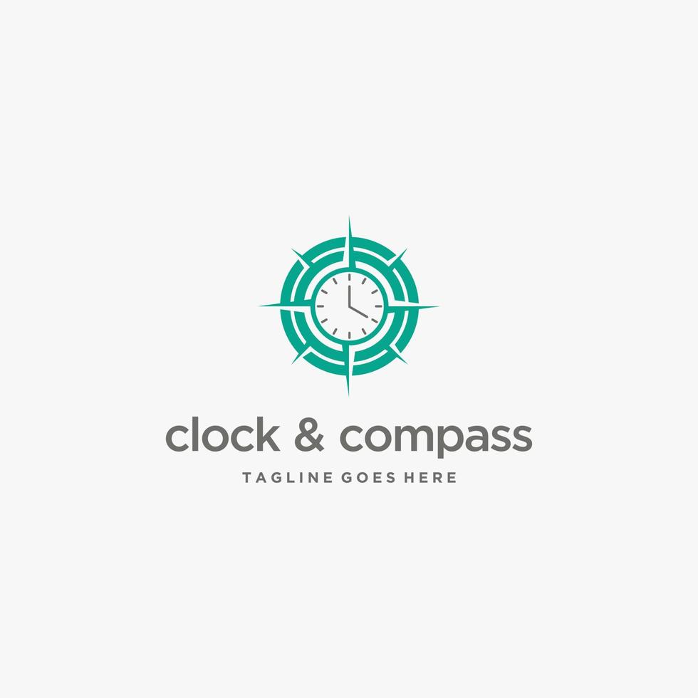 A compass logo design template. Awesome a compass with home negatice space logo. A compass with home lineart logotype. vector