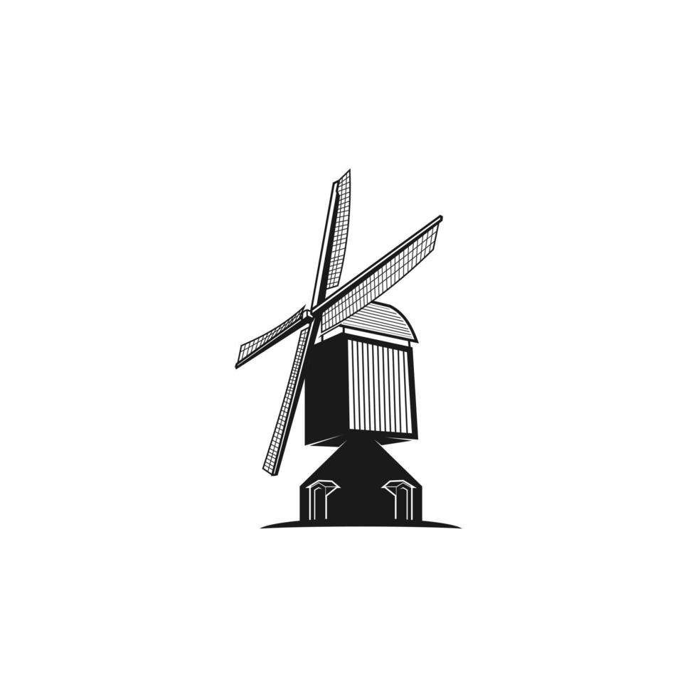 A windmill logo design template. Awesome a netherlands windmill logo. A netherlands windmill lineart logotype. vector