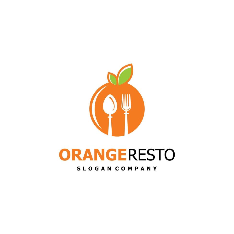 Orange fruit with kitchen set logo design inpiration vector