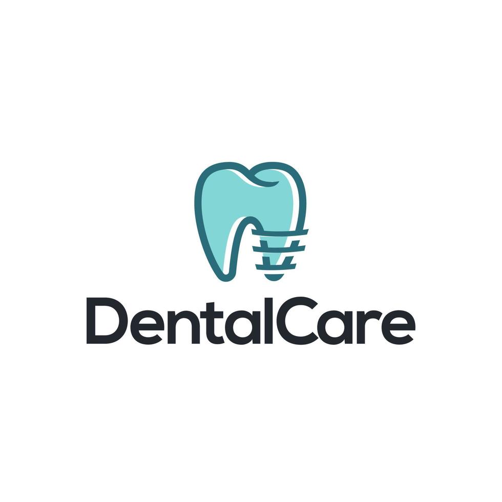 dental care implant tooth logo vector Illustration abstract minimal line design