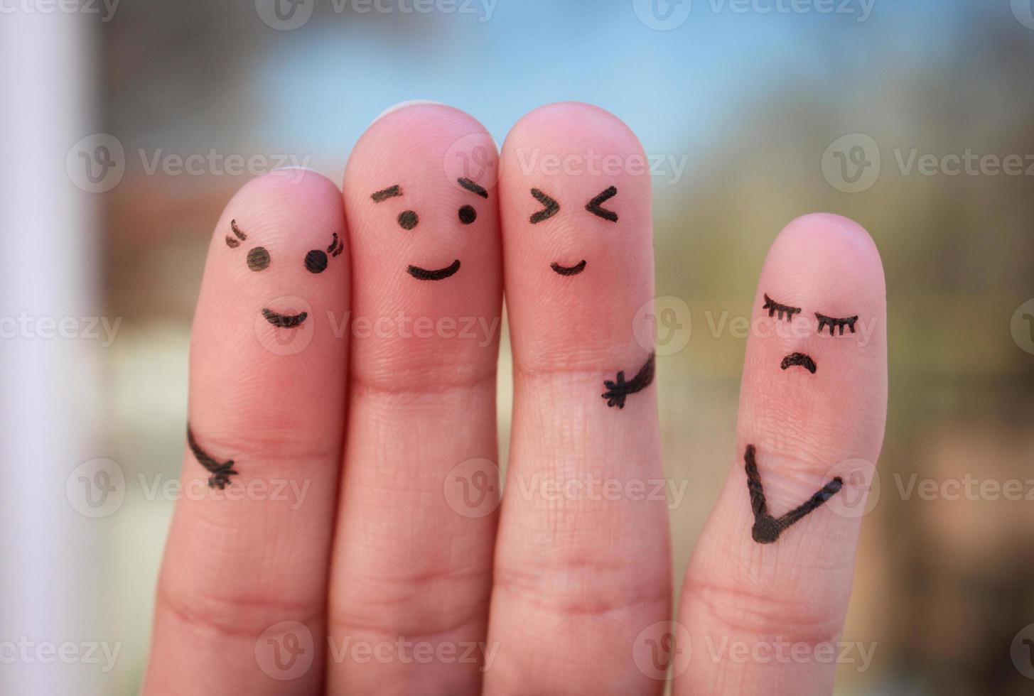 Fingers art of people. Concept of loneliness, allocation from crowd. photo