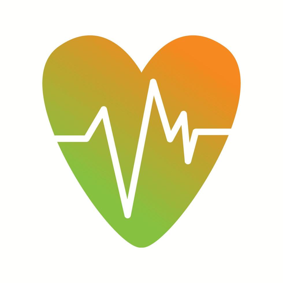 Beautiful Heart ECG Vector Glyph icon