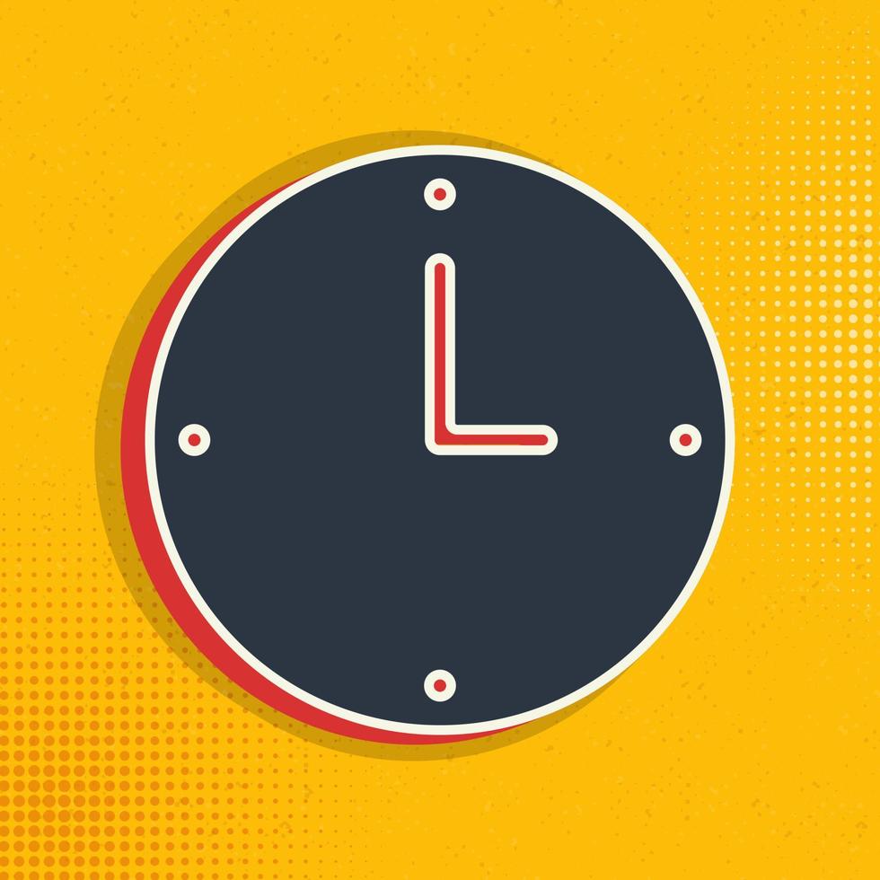 clock, hour pop art, retro icon. Vector illustration of pop art style on retro background