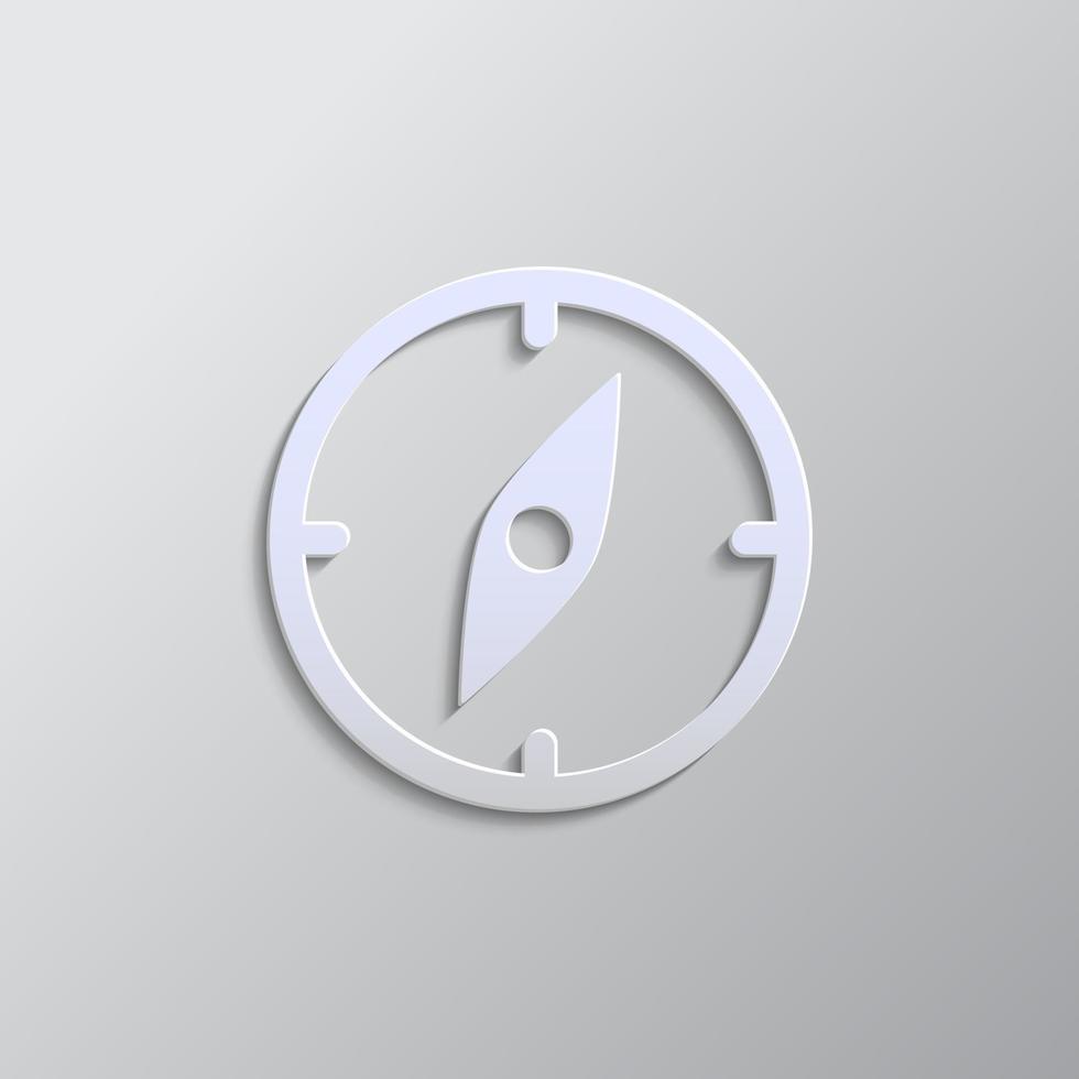 Compass paper style, icon. Grey color vector background- Paper style vector icon.