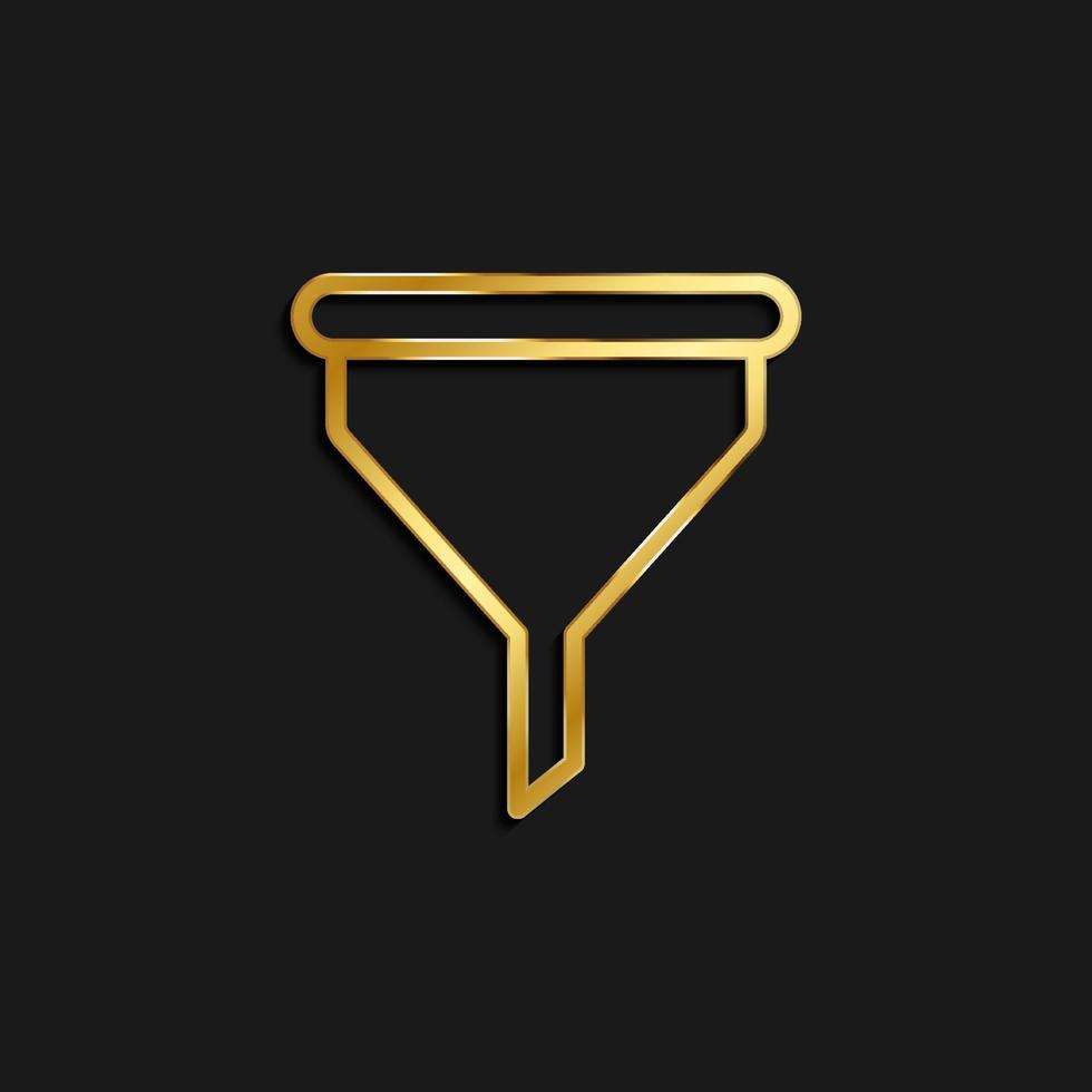 filter gold icon. Vector illustration of golden dark background .