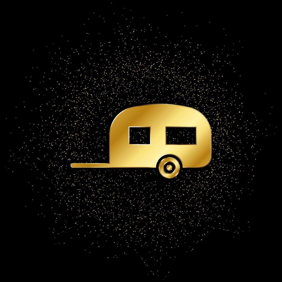Caravan gold, icon. Vector illustration of golden particle on gold vector background