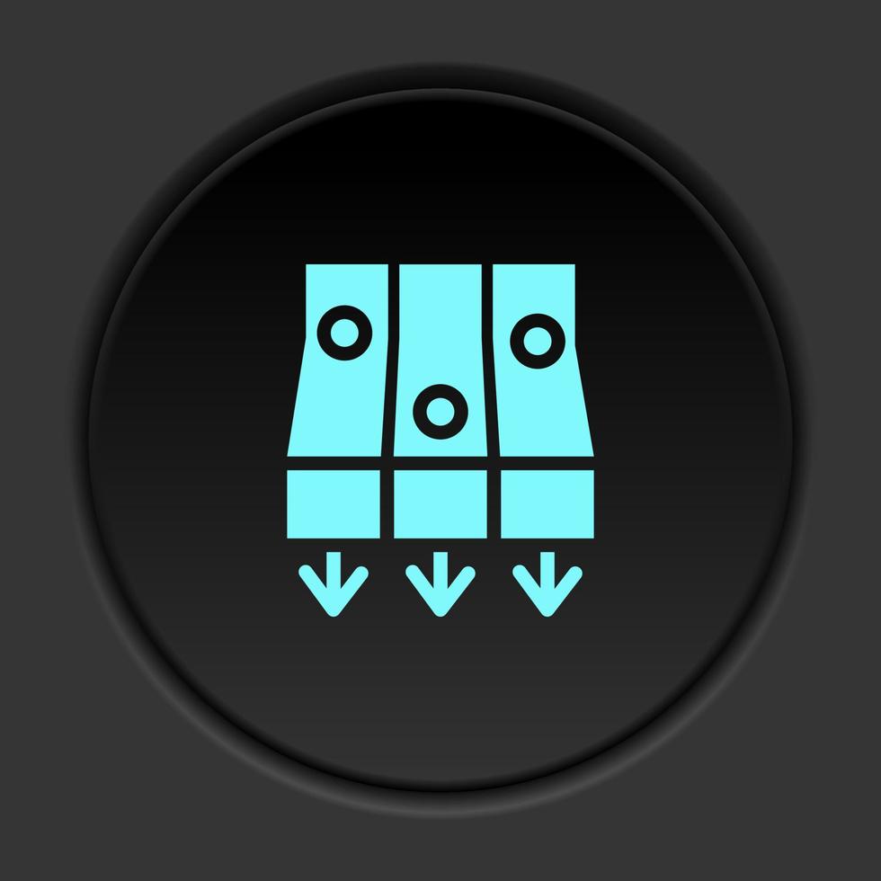 Dark button icon Mass production conveyor. Button banner round badge interface for application illustration on darken background vector
