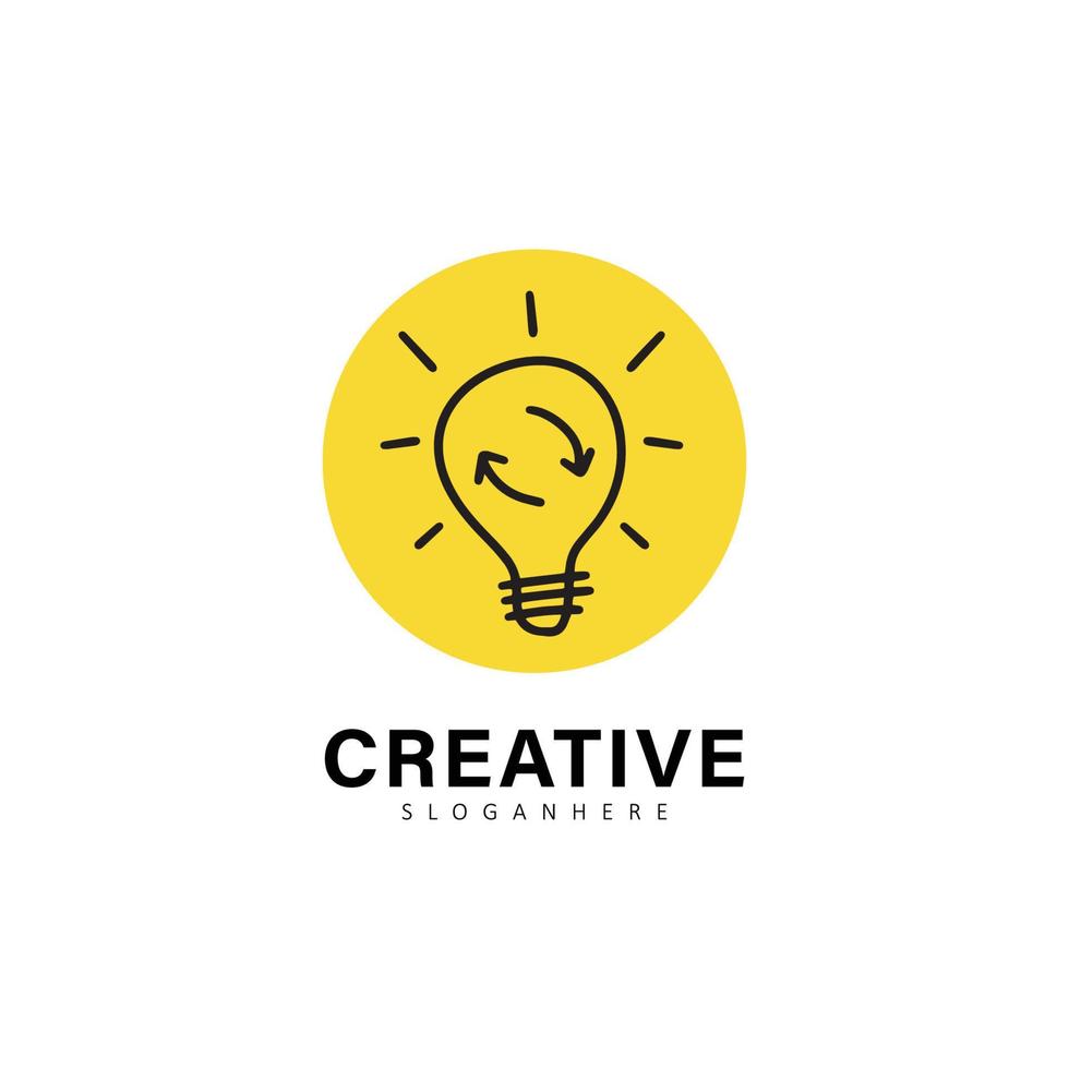 Light bulb creative idea hand drawn vector logo design