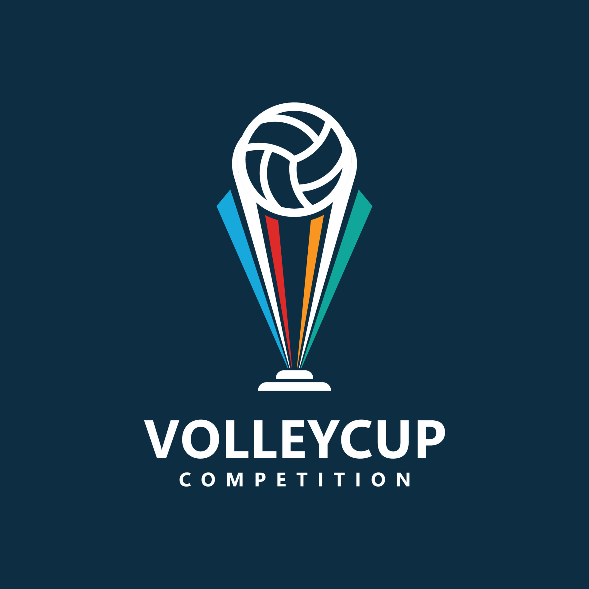Trophy volleyball logo template design vector icon illustration