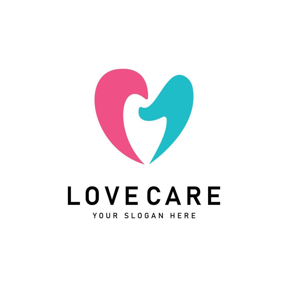 Heart care logo design template vector icon