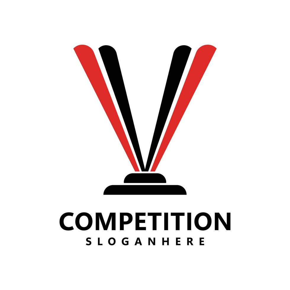 Trophy logo template design vector icon illustration