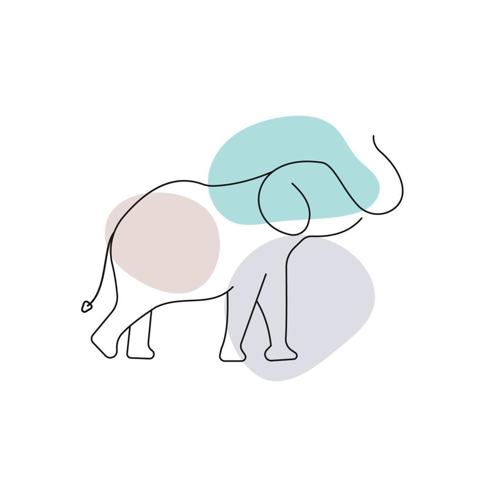 Elephant line design template icon vector illustration