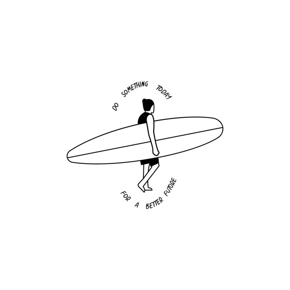 Surf Board Sea Wave, Beach Surfing Holiday Vacation logo design vector