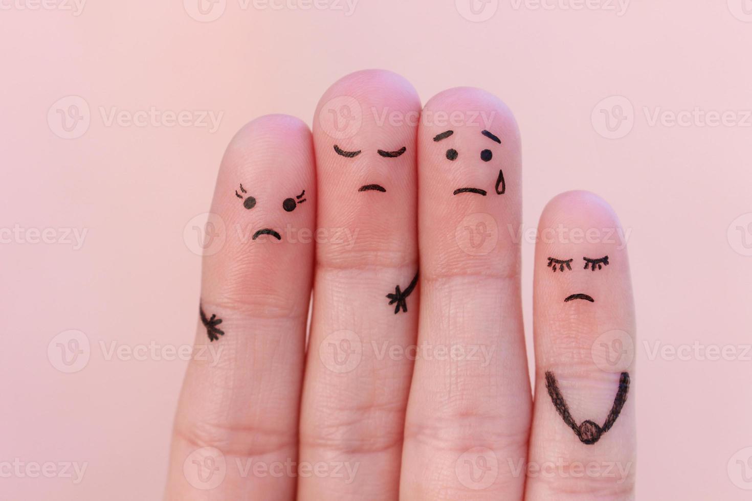 Fingers art of displeased people. photo