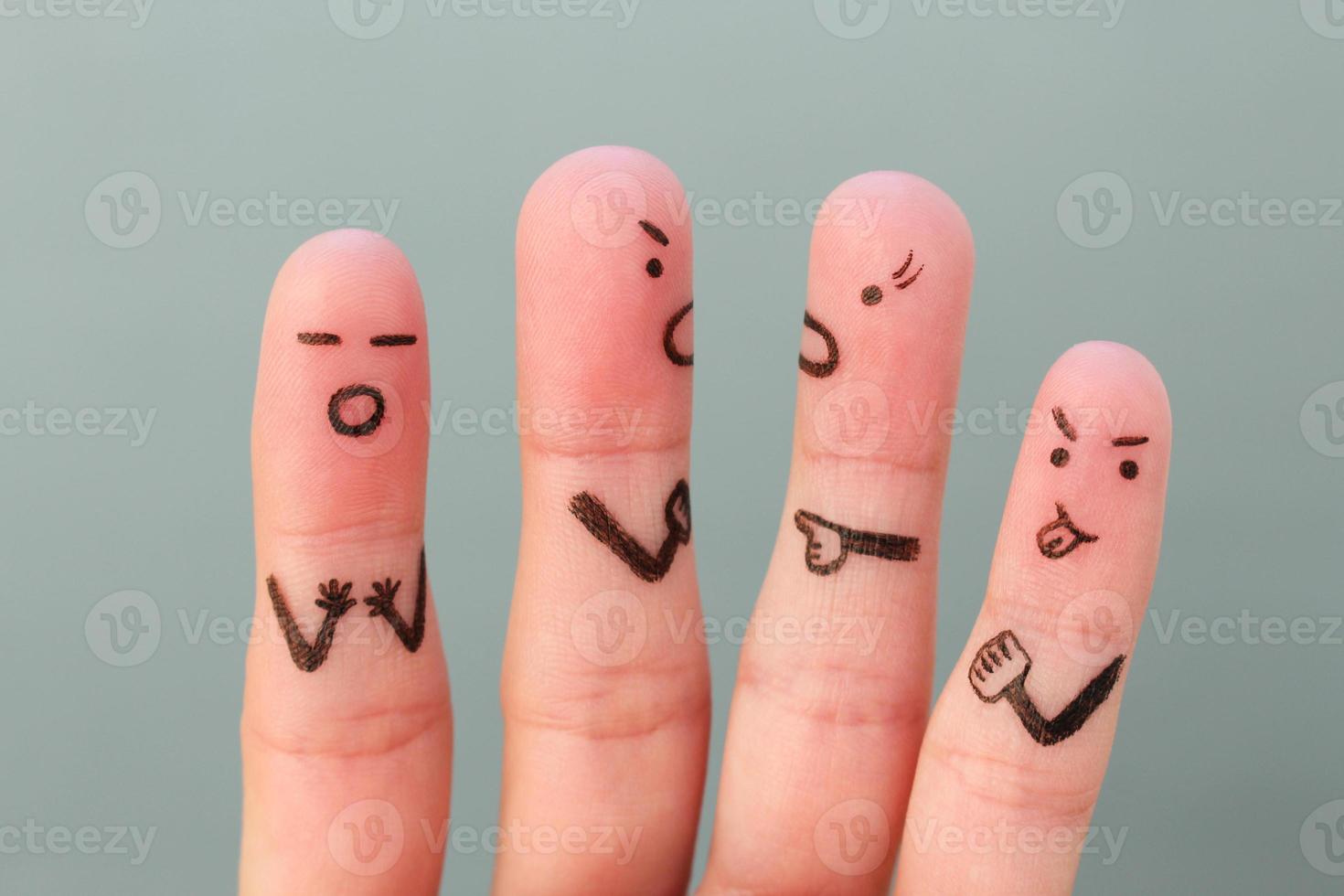 Fingers art of people during quarrel. photo