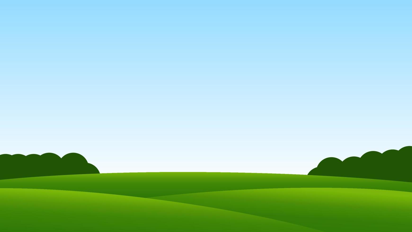 landscape cartoon scene with green field and blue sky vector