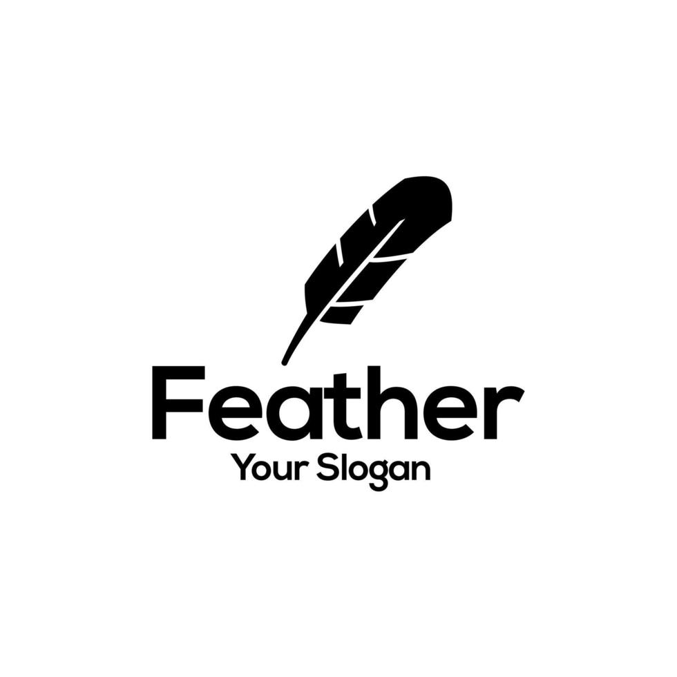 Feather Quill Pen Notary Writer Journalist logo design vector. simple feather logo design. modern author signature logo concept. vector