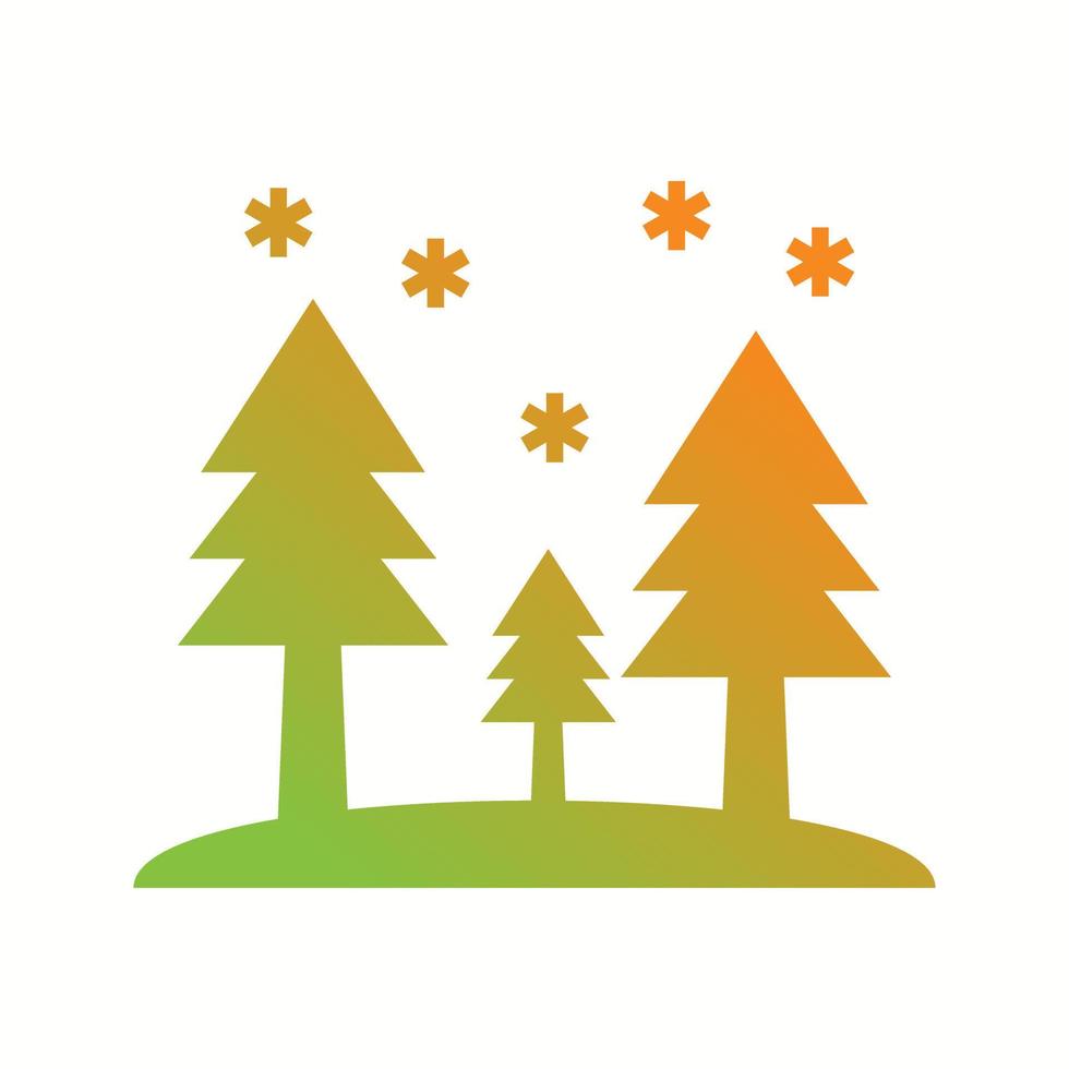 Beautiful Snow In Trees Glyph Vector Icon