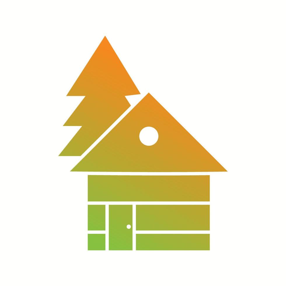 Beautiful House In Trees Glyph Vector Icon