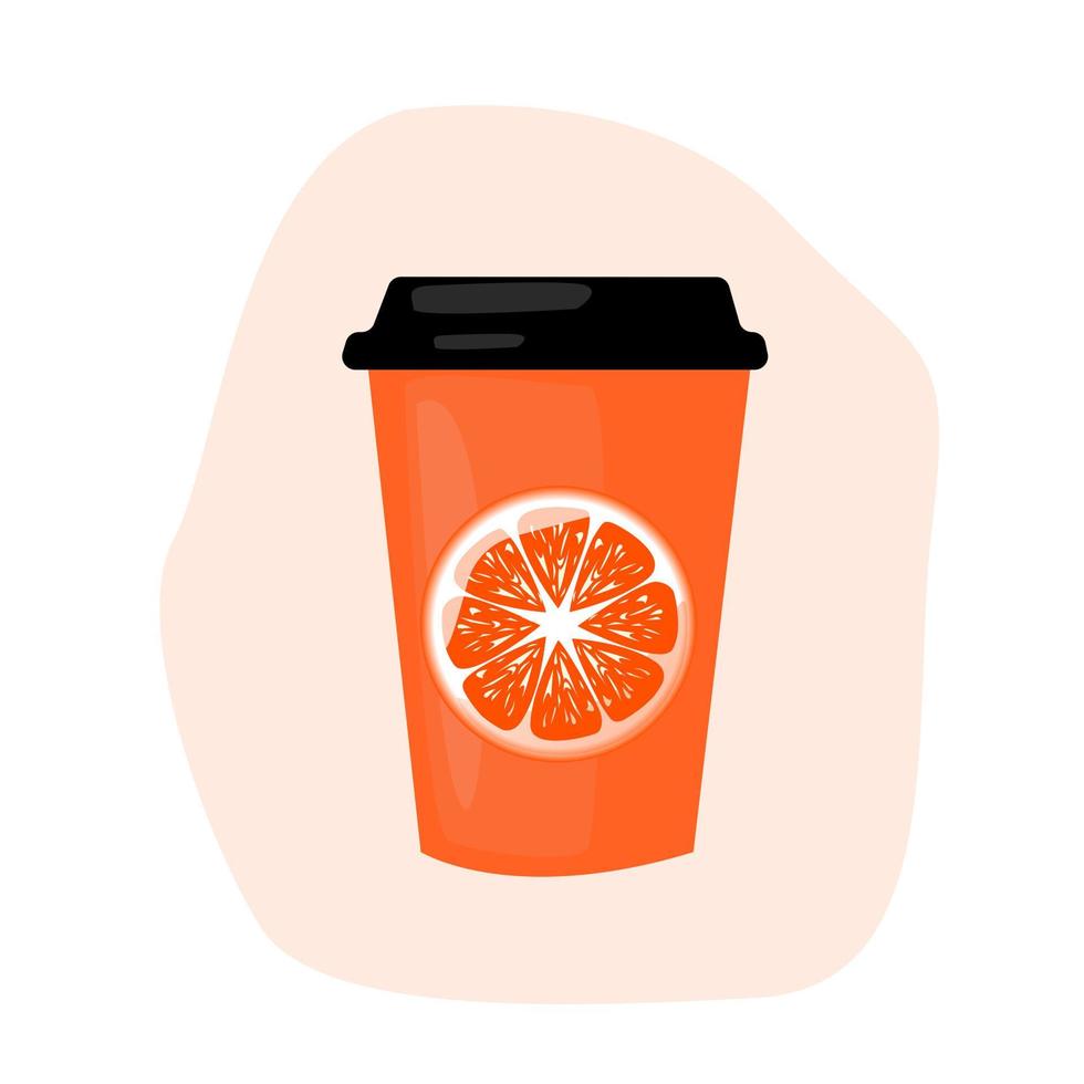 café o té taza a Vamos con naranja rebanado. un papel taza para café será traje moderno decoración. decorado con un papel taza de café o té.vector ilustración vector