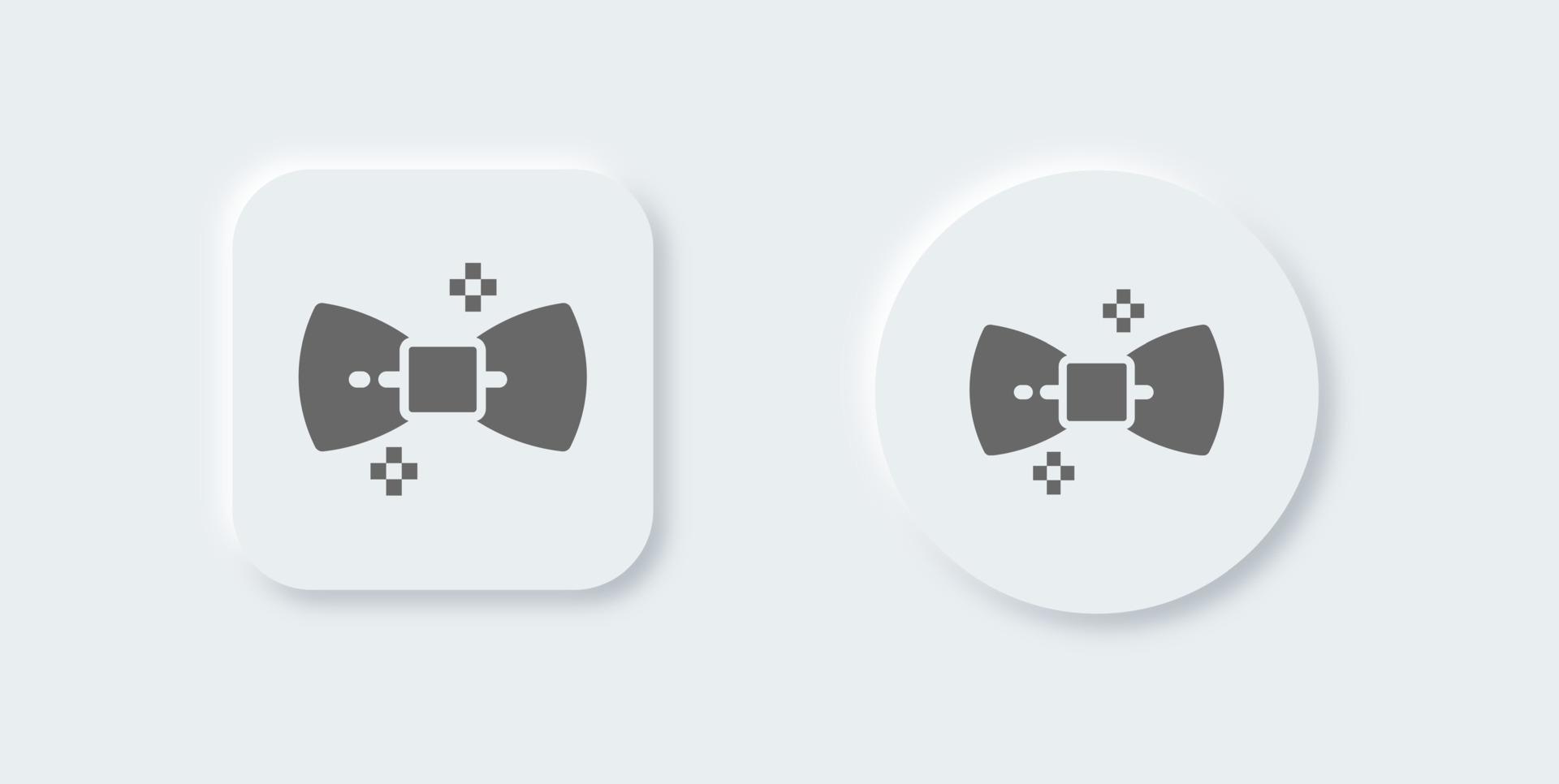 Bowties solid icon in neomorphic design style. Bow tie signs vector illustration.