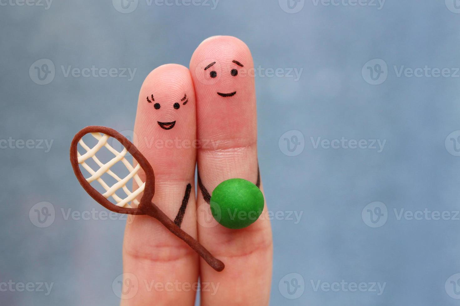 Fingers art of happy couple in sports. photo