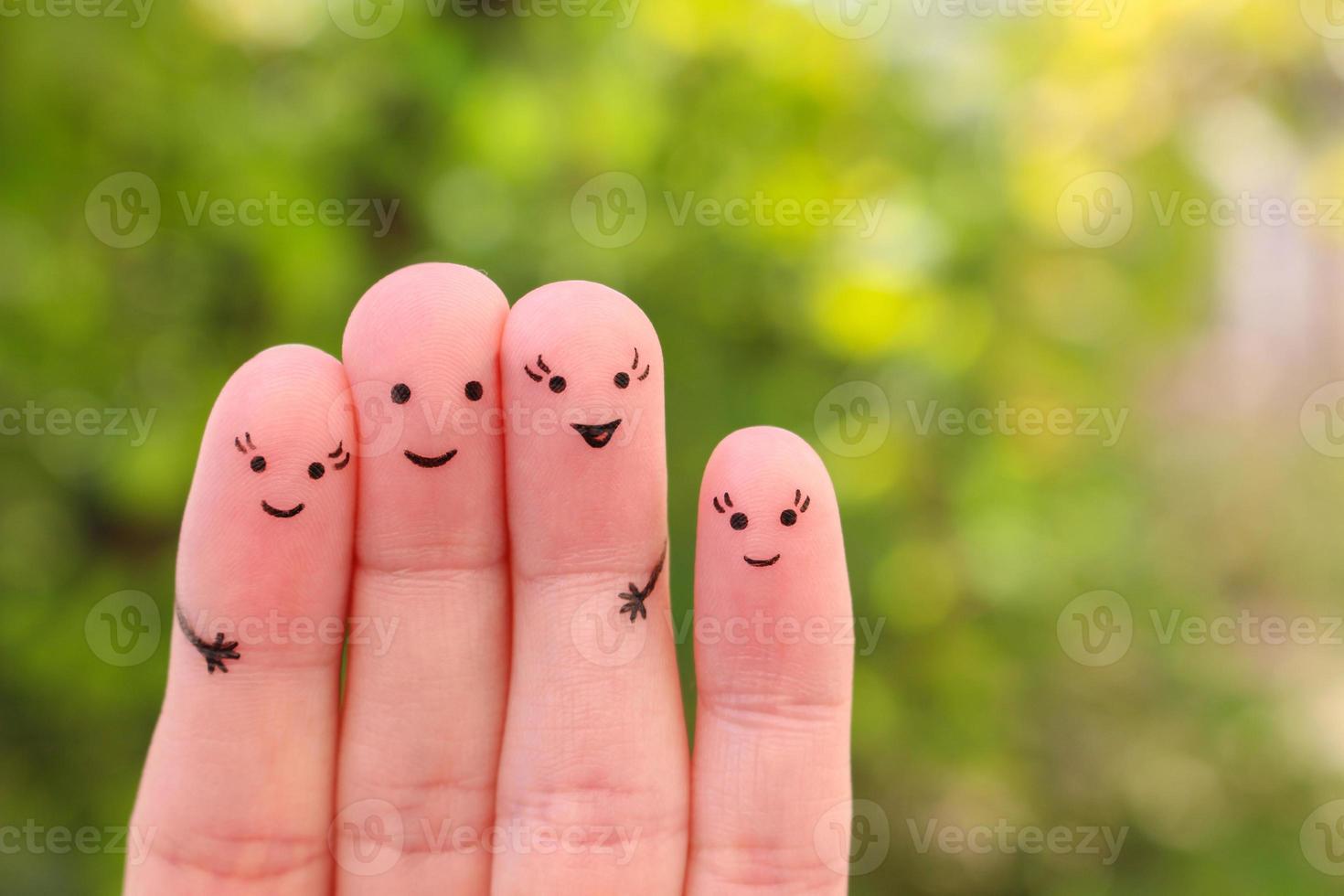 Fingers art of happy girlfriend. photo