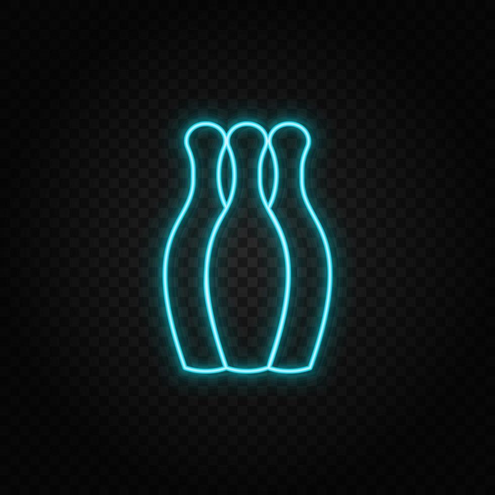 Bowling. Blue and yellow neon vector icon. Dark background.