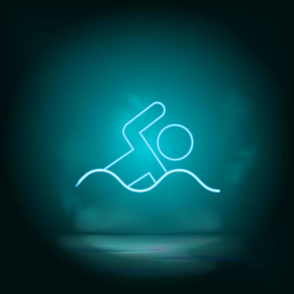 Swim, man blue neon vector icon. Simple element illustration from map and navigation concept. Swim, man blue neon vector icon. Real estate concept vector illustration. on blue background