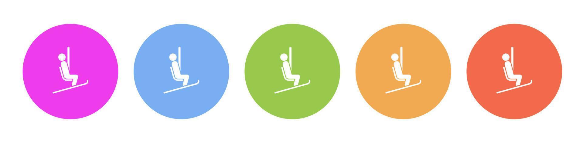 Multi colored flat icons on round backgrounds. Chairlift multicolor circle vector icon on white background