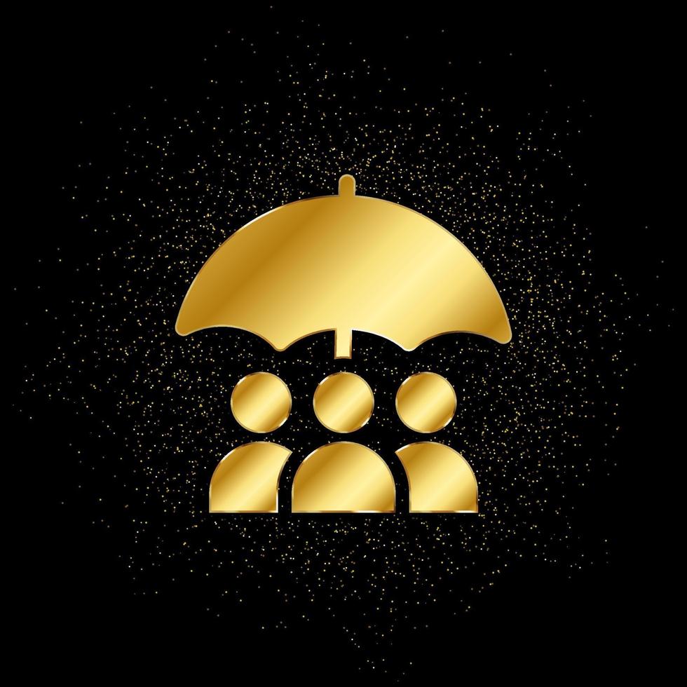 Business, employee, group, insurance gold, icon. Vector illustration of golden particle background . Vector gold background