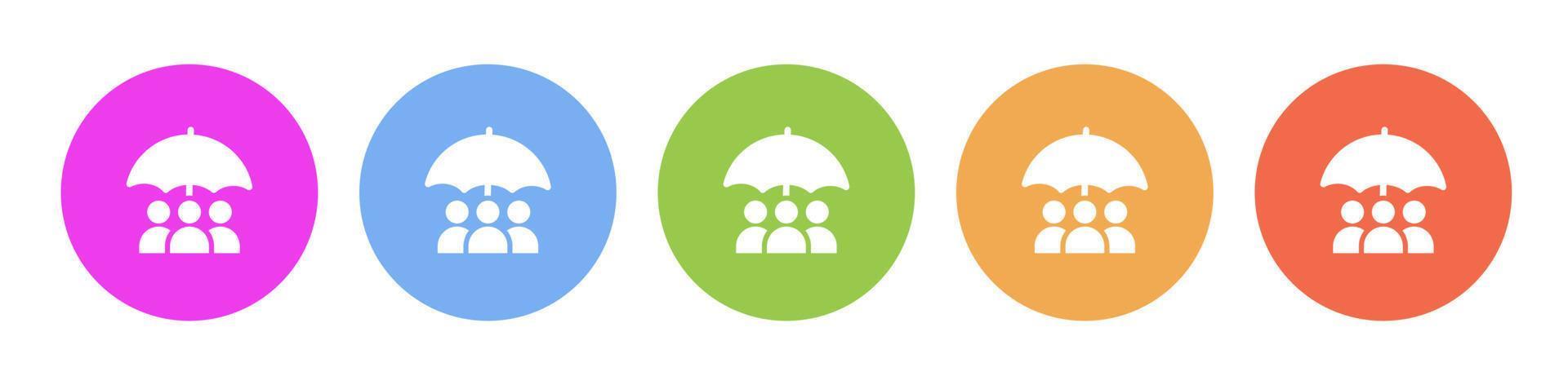 Multi colored flat icons on round backgrounds. Business, employee, group, insurance multicolor circle vector icon on white background