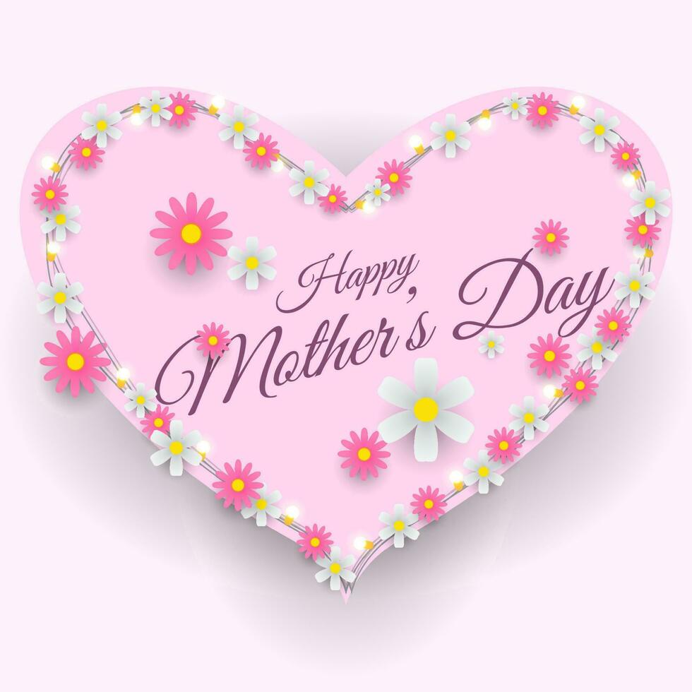 happy mother's day vector design with flowers and heart shape for greeting card, social media post, banner, poster, etc.